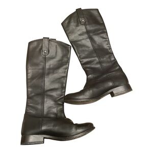 FRYE Melissa Button Leather Riding Boots in Black | Size 7